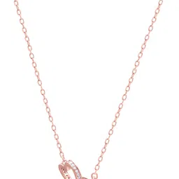 ranishaa Double Heart Crystal Pendant Necklace, Rose Gold Plated Chain Zircon Sterling Silver Pendant-picture-13