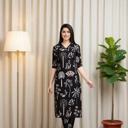 dhibha Women Viscose Rayon Kurti Pant Set image 1