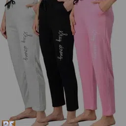 harishta mart Pack of 3 Women Printed Pink, Black, Grey Track Pants-picture-23