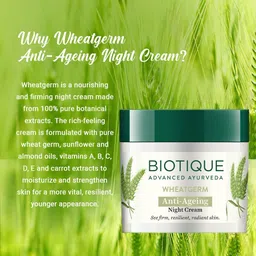 BIOTIQUE Wheat Germ Anti- Ageing Night Cream Reduces Fine Lines & Lightens dark Spots image 5