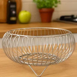 gs gujarat Kitchen Fruits Basket Vagetable Bowl for Dining Table Chrome Finish Stainless Steel Fruit & Vegetable Basket image 2