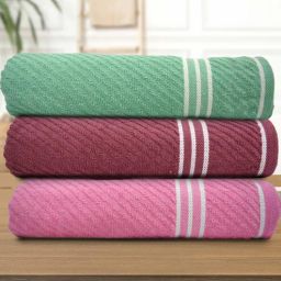 athom living Multicolor Cotton Solid 500 GSM Bath Towels (Pack of 3)-picture-33