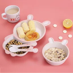 dikuji enterprise Pack of 5 Bamboo Bamboo Crazy Crab Kids Feeding / Dinner Set of 5 | Organic & Natural Dinner Set Dinner Set image 2