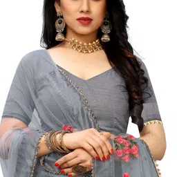 patlani style Embroidered Bollywood Net Saree image 5