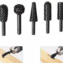 kartcity Drill Bits Set Wood Carving File Rasp Drill Bit of 5 Pcs 1/4" 6mm Shank Tool Drill Bits Set Wood Carving File Rasp Drill Bit of 5 Pcs 1/4" 6mm Shank Tool image 3