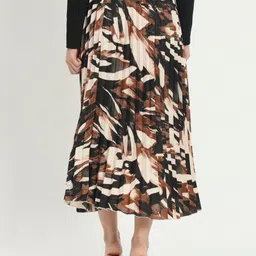 zwerlon Women Printed A-line Dark Green Skirt image 2