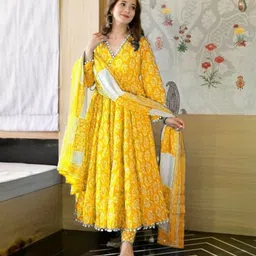 lali creation Deepika Printed Anarkali Kurta, Bottom & Dupatta Set-picture-18