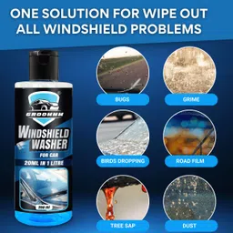 groommm Windshield Washer Fluid For Car 250ML | Highly Concentrated-( 20ML in 1L Water) Liquid Vehicle Glass Cleaner image 4