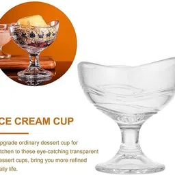 grickzo Glass Dessert Bowl 150ml Round Shaped Crystal Clear Glass Ice Cream Sundae Salad Cups/Bowls Disposable image 2