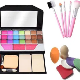tya 6155 Makeup Kit + 5 Piece Pink Makeup Brush + 6 Piece Makeup Sponges Set-picture-29