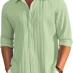 deneeja Men Regular Fit Self Design Spread Collar Casual Shirt-picture-10