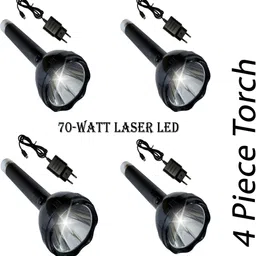 70 W Laser Led Emergency Torch Light 1000 Meter Long Range High Watt Bright Light With 4in1 Function Bright Light, Weak Light, Night Light, Blinker & Fast Rechargeable Torch 12 hrs Torch Emergency Light-image-0