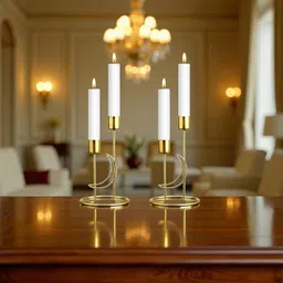 decorwhiz CANDLE STAND Cast Iron 2 - Cup Candle Holder Set-picture-28