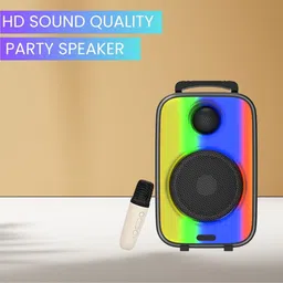 SYARA Raibow (BLUETOOTH TROLLEY SPEAKER) Dynamic Thunder Sound With Karaoke MicU453 35 W Bluetooth Party Speaker-image-3