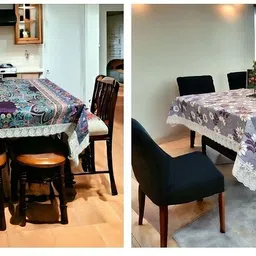 Polyester 6 Seater Floral Table Cover-image-24
