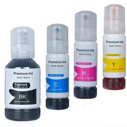 Teqbot Refill Ink For 001 For L4150 , L4158, L4168 ( BK-127ML , C/M/Y - 70ML ) Black + Tri Color Combo Pack Ink Bottle image 2