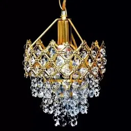 baslash Crystal Hanging Pendant Beautiful Jhumar Ceiling Lamp with s4 Crystal (Golden) Chandelier Ceiling Lamp image 3