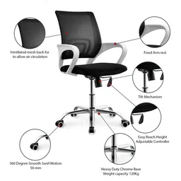 furniturstation Mesh Revolving Chair in Black colour image 4
