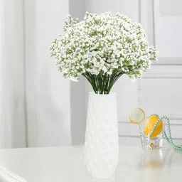go hooked Baby’s Breath Flowers with Vase | 5Pcs White Gypsophila Arrangement Artificial Plant with Pot-picture-12