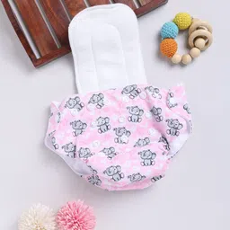rbastic Reusable Cloth Diaper with Absorbent Inserts – Little Elephant Print Pink-picture-45