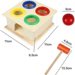 revcoz store Wooden Hammer Ball Knock Pounding Bench with Box Case Fine Motor image 2