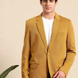mast & harbour Men Solid Single Breasted Casual Blazer-picture-13
