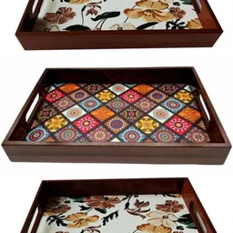 angira handicarft Wooden Tray set of 3 for serving Tea/coffee/snacks AHS-TRAY023_1310 Tray-picture-22