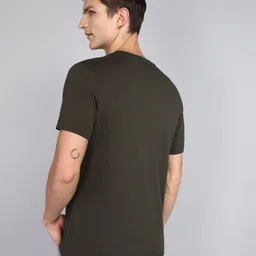 u.s. polo assn. Men Typography Round Neck Pure Cotton Green T-Shirt image 4