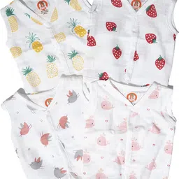 dear champ 100 % Oragnic Cotton Muslin Jhabla and Nappy combo ( 0-3 Month )-picture-10