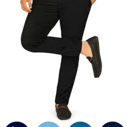 usigo Men Regular Fit Black Lycra Blend Trousers image 4