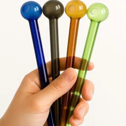 agnix 6" Multicolor Glass Pipe (4 Pcs) - Oil Burner Pipe with Outside Fitting Tip Borosilicate Glass Outside Fitting Hookah Mouth Tip image 3