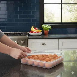 maxtid 24 Grid Egg Box Simple Design Fridge Organizer Plastic Kitchen Trolley image 1