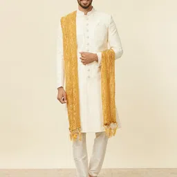 manyavar Art Silk Self Design Beige Men Dupatta image 2