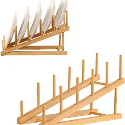 gustave Dish Drainer Kitchen Rack Wooden Dish Drying Rack Multi Tier Stand for Plates Cups and Utensils Wood-picture-13