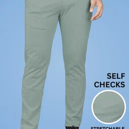 gibbonte Men Regular Fit Light Green Cotton Blend Trousers image 1