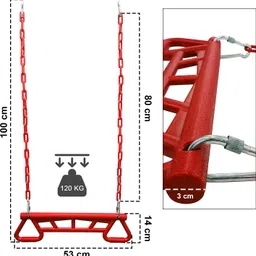 hop n play Trapeze Bar Gym Rings Plastic Coated Chains Ninja Monkey Bars for Kids & Adults image 3