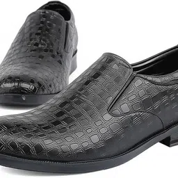 wellwalk ELLWALK Men's Black Faux Leather Loafers Loafers For Men image 1
