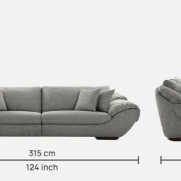 casacraft from pepperfry Duino Boucle Fabric 4 Seater Sofa in Graphite Grey Colour image 2
