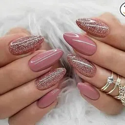 bellahugz Almond Pink Glitter Gel Nails,Press-on Nails,Glossy Finish,With Free Glue kit-picture-14