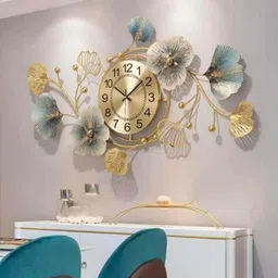 royal heritage crafts Metal Wall Hanging Blue and Golden Flower Wall Art for Home Décor-picture-20