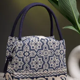 Women Beige, Blue Hand-held Bag-image-41