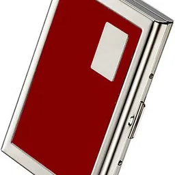 Red Leather Piece Stainless Steel ATM/Credit/Debit For Men & Women Slots 6 Card Holder-image-55