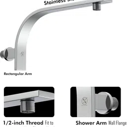 r. n. RN SS Shower Arm, Square Arm Fixed Mount image 4