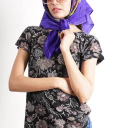 chacko Printed Pure Wool Women Blue Fancy Scarf image 5