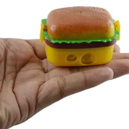 frkb 4pc Burger Sharpener, Dual-Hole Plastic Portable Cute Sharpener & Eraser Dual Pencil Sharpeners image 5