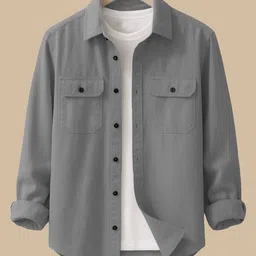 deelmo Men Regular Fit Solid Button Down Collar Casual Shirt-picture-14