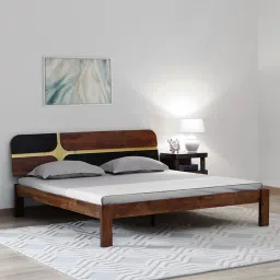 woodsworth from pepperfry Alamo Sheesham Wood Queen Size Bed In Scratch Resistant Provincial Teak Finish image 1