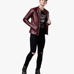 highlander Men Solid Leather Jacket image 2