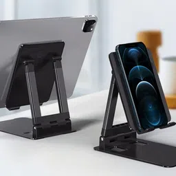 ROYAL SCOT GREY Premium LUXURY Aluminum Alloy with Big and Heavy Base Tablet & Mobile Desktop Phone Stand for Convenient Live Streaming & Bedside Universal Support Folding Stand Mobile Holder image 2