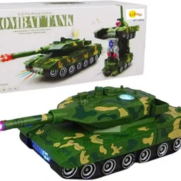 kidoyz Combat Tank Transforming Robot Toy Automatic Light & Music Action Tank for Kids image 2